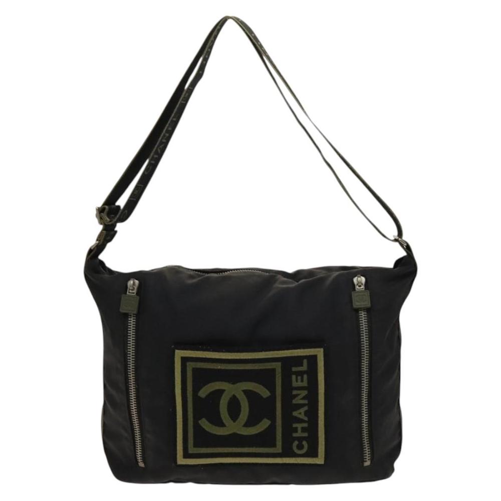 CHANEL Sports Line COCO Mark Shoulder Bag Nylon Black CC Auth 138035 - Picture 13 of 16
